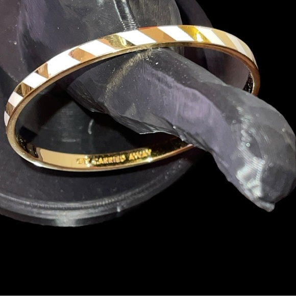 Kate Spade NY Idiom Bracelet - Get Carried Away - White & Gold Bangle - VGUC - Picture 10 of 11